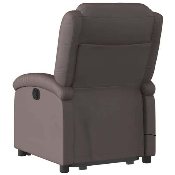 vidaXL Massagefåtölj med uppresningshjälp mörkbrun äkta läder