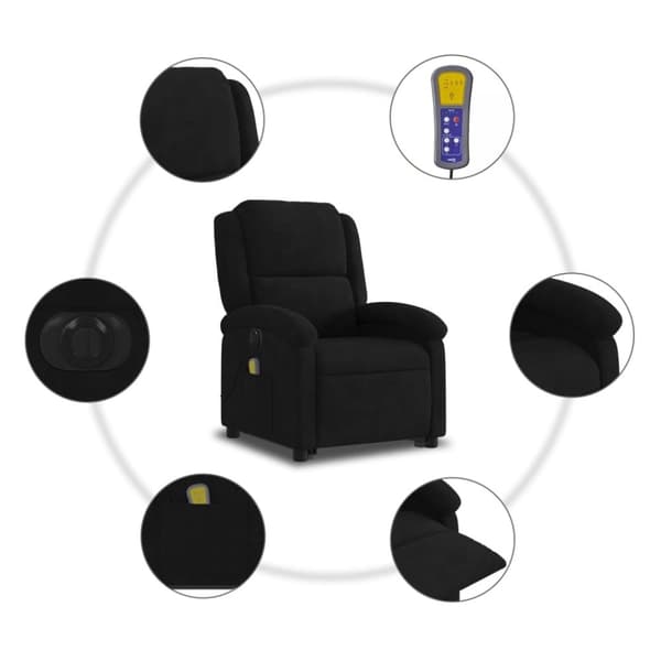 vidaXL Elektrisk massagefåtölj med uppresningshjälp svart sammet