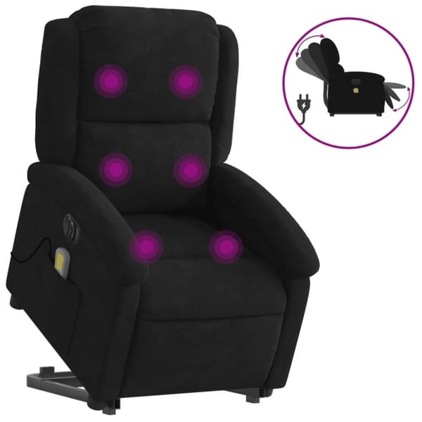 vidaXL Elektrisk massagefåtölj med uppresningshjälp svart sammet