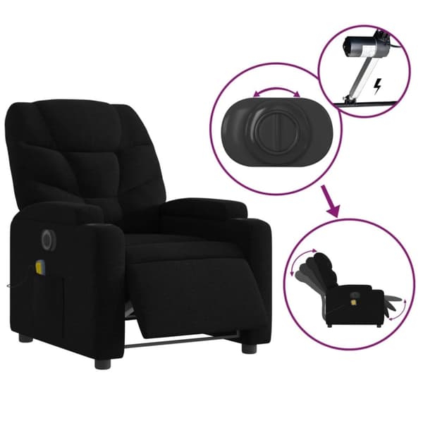 vidaXL eldrevet massagestol stof sort