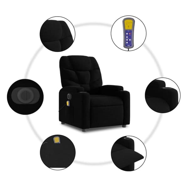 vidaXL eldrevet massagestol stof sort