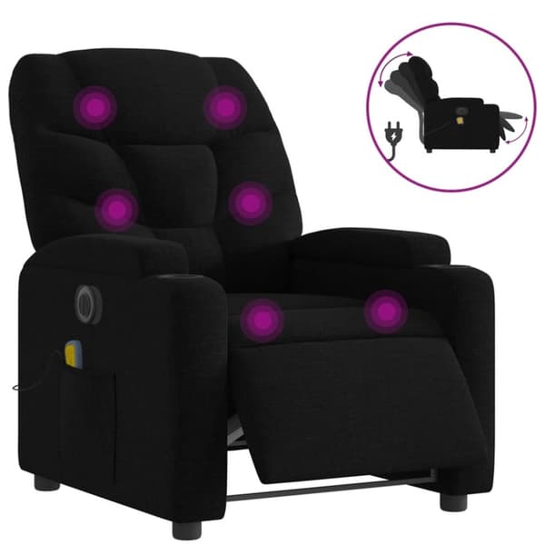 vidaXL eldrevet massagestol stof sort