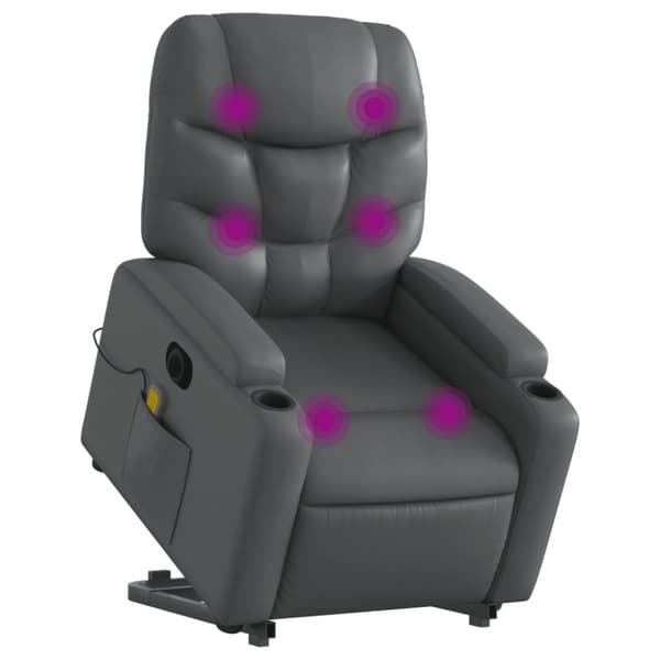 vidaXL Massagefåtölj med uppresningshjälp grå konstläder