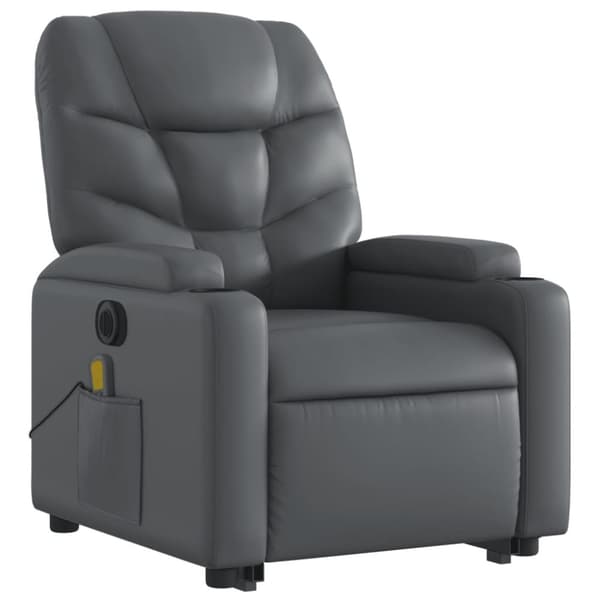 vidaXL Massagefåtölj med uppresningshjälp grå konstläder