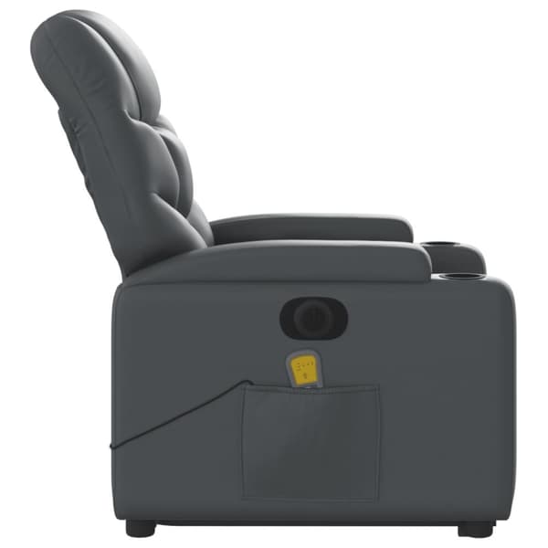 vidaXL Massagefåtölj med uppresningshjälp grå konstläder