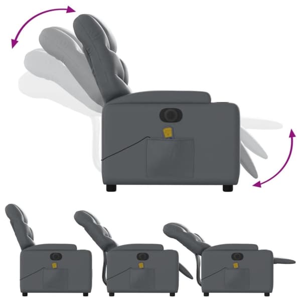 vidaXL Elektrisk massagefåtölj grå konstläder