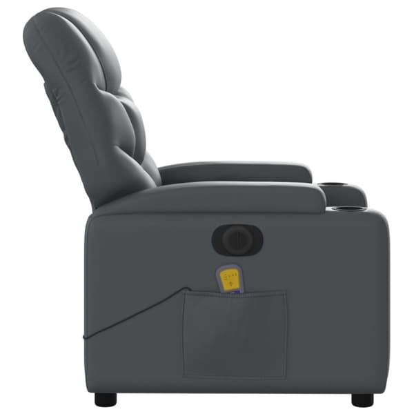 vidaXL Elektrisk massagefåtölj grå konstläder