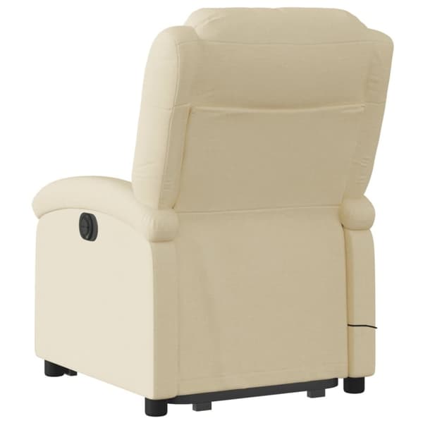 vidaXL Elektrisk massagefåtölj med uppresningshjälp gräddvit tyg