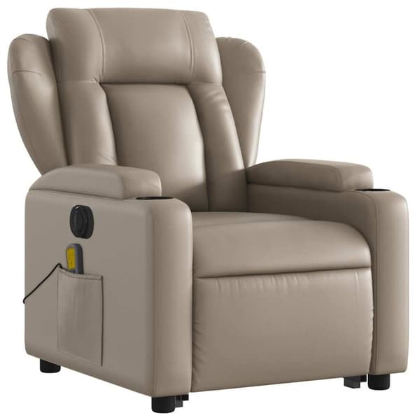 vidaXL Massagefåtölj med uppresningshjälp cappuccino konstläder