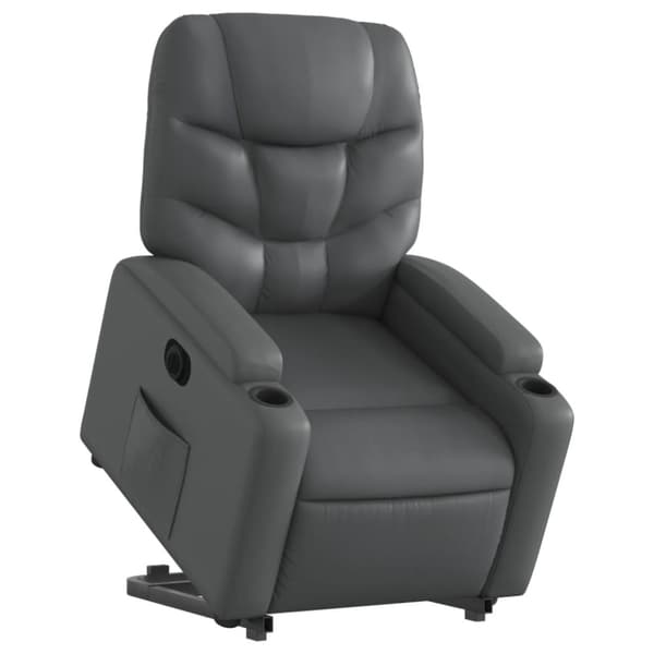 vidaXL Reclinerfåtölj med uppresningshjälp grå konstläder