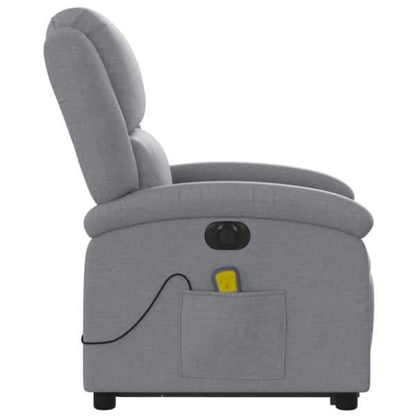 vidaXL Elektrisk massagefåtölj med uppresningshjälp ljusgrå tyg