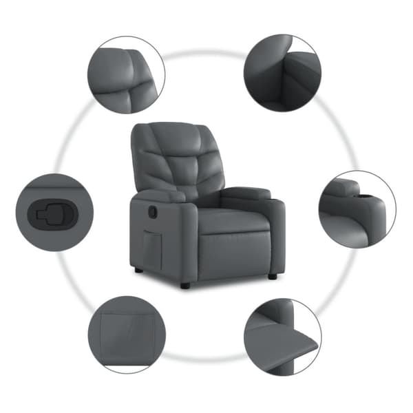 vidaXL Reclinerfåtölj med uppresningshjälp grå konstläder