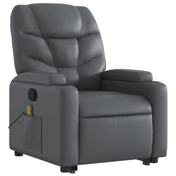 vidaXL Massagefåtölj med uppresningshjälp Grå konstläder