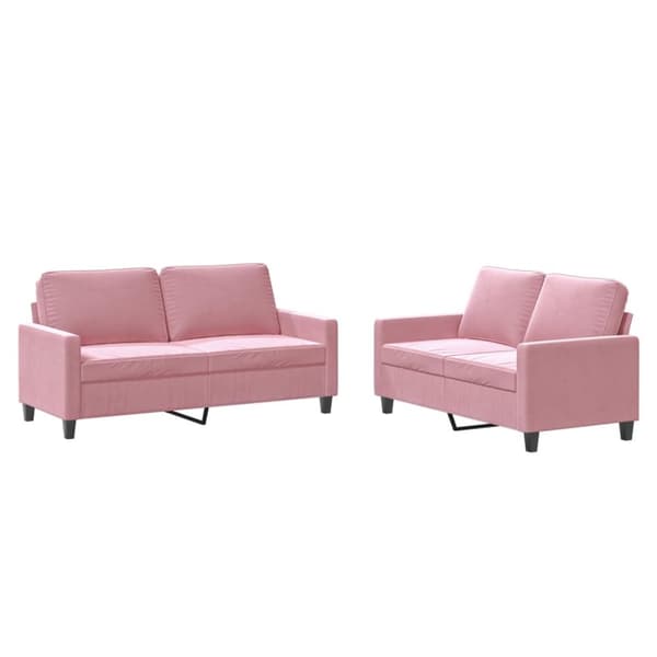 vidaXL sofasæt 2 dele med hynder velour lyserød