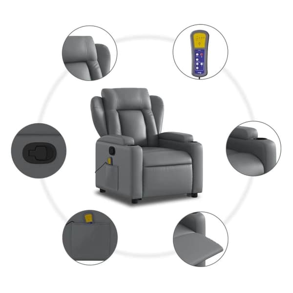 vidaXL løftestol med massagefunktion kunstlæder grå