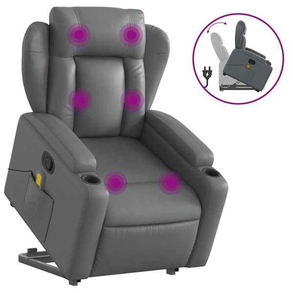 vidaXL løftestol med massagefunktion kunstlæder grå