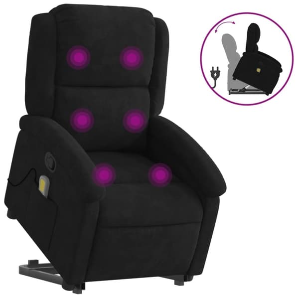 vidaXL Massagefåtölj med uppresningshjälp Svart sammet