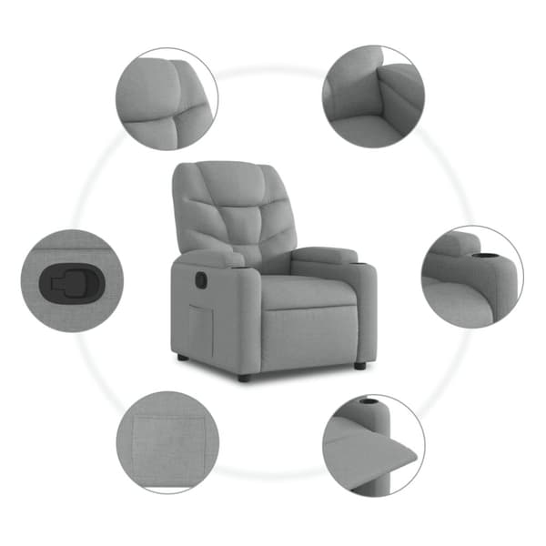 vidaXL Reclinerfåtölj med uppresningshjälp ljusgrå tyg