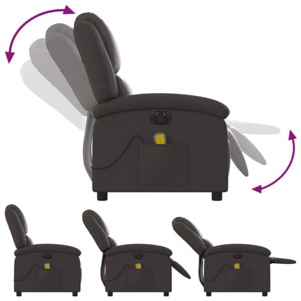 vidaXL Elektrisk massagefåtölj mörkbrun äkta läder