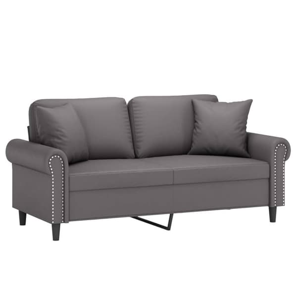 vidaXL 2-sits soffa med prydnadskuddar grå 140 cm konstläder