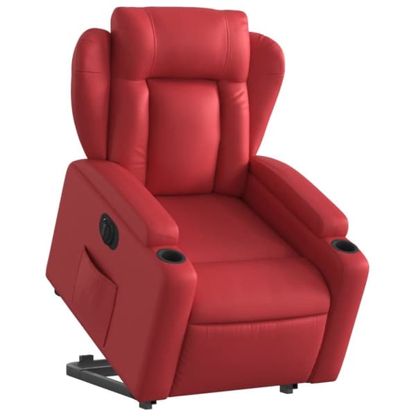 vidaXL Reclinerfåtölj med uppresningshjälp röd konstläder