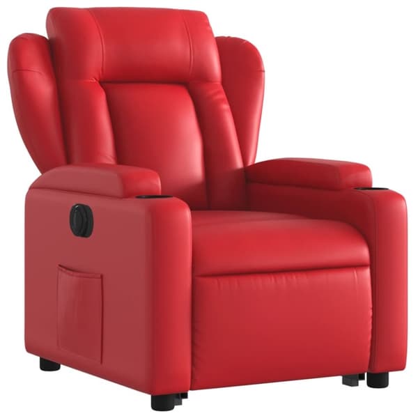 vidaXL Reclinerfåtölj med uppresningshjälp röd konstläder