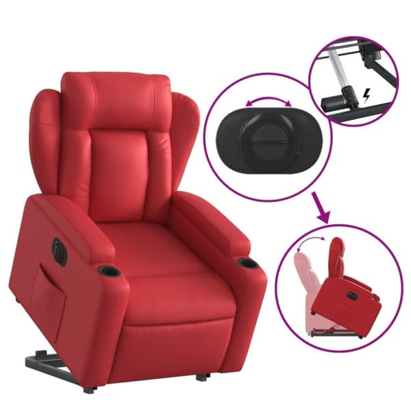 vidaXL Reclinerfåtölj med uppresningshjälp röd konstläder