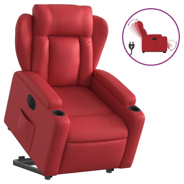 vidaXL Reclinerfåtölj med uppresningshjälp röd konstläder