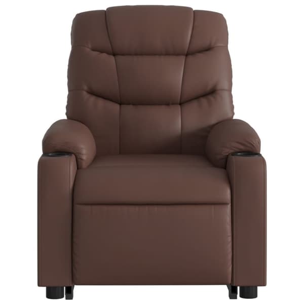 vidaXL Massagefåtölj med uppresningshjälp brun konstläder