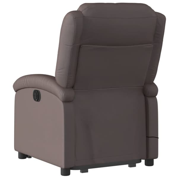 vidaXL Massagefåtölj med uppresningshjälp mörkbrun äkta läder