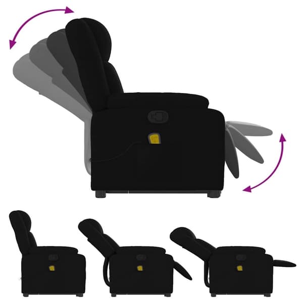 vidaXL Massagefåtölj med uppresningshjälp svart tyg