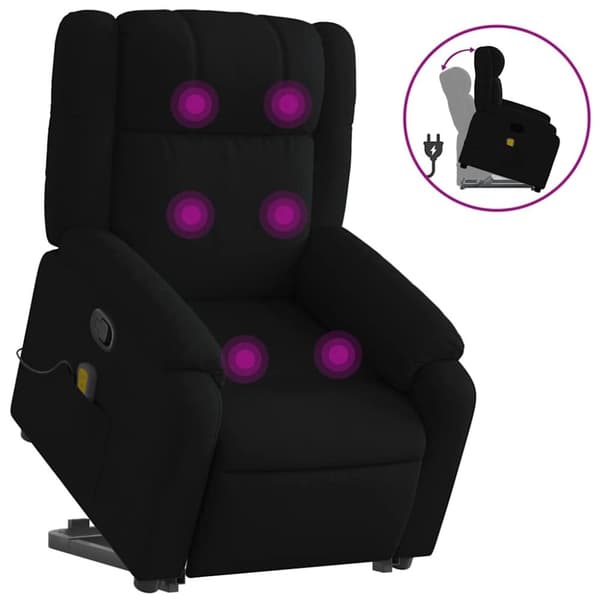 vidaXL Massagefåtölj med uppresningshjälp svart tyg