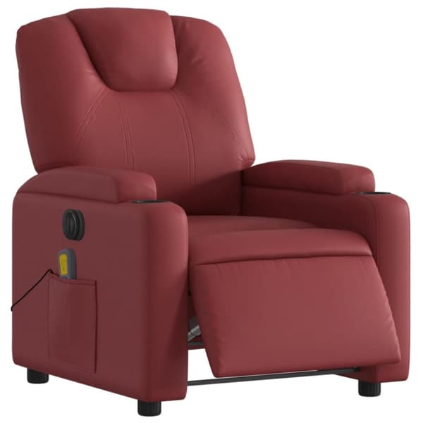 vidaXL Elektrisk massagefåtölj vinröd konstläder