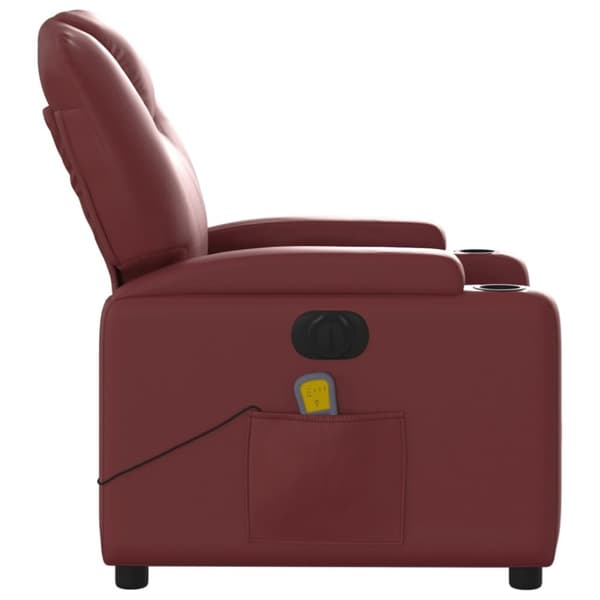 vidaXL Elektrisk massagefåtölj vinröd konstläder