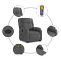 Miniatyrbild 6 av 8: vidaXL Massagefåtölj med uppresningshjälp mörkgrå tyg