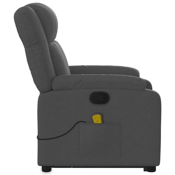 vidaXL Massagefåtölj med uppresningshjälp mörkgrå tyg