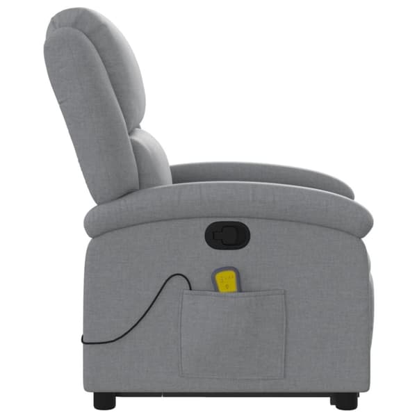 vidaXL Massagefåtölj med uppresningshjälp ljusgrå tyg