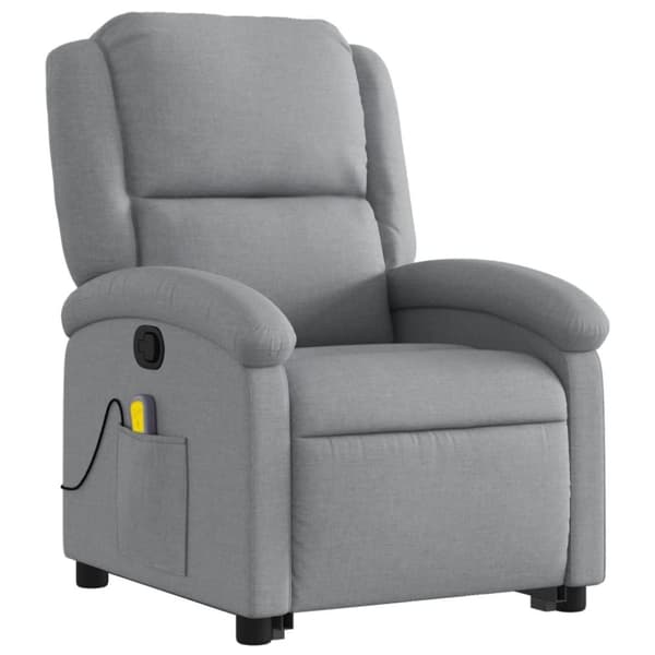 vidaXL Massagefåtölj med uppresningshjälp ljusgrå tyg