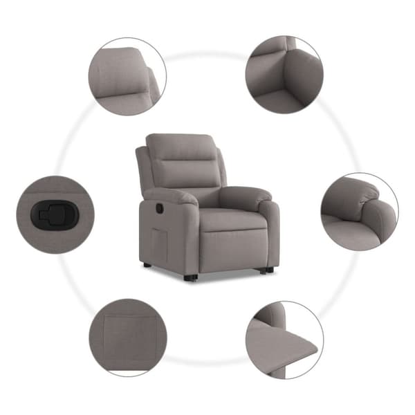 vidaXL Reclinerfåtölj med uppresningshjälp taupe tyg