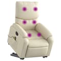 Miniatyrbild 1 av 8: vidaXL Massagefåtölj med uppresningshjälp gräddvit konstläder