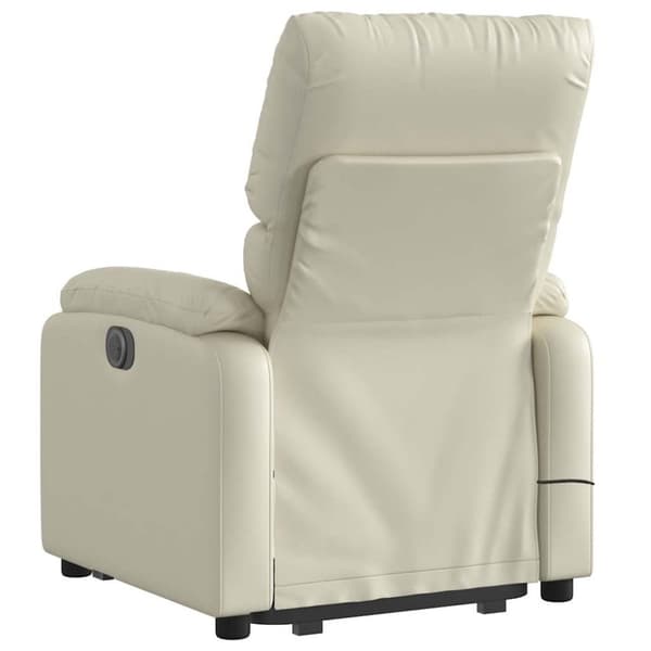 vidaXL Massagefåtölj med uppresningshjälp gräddvit konstläder