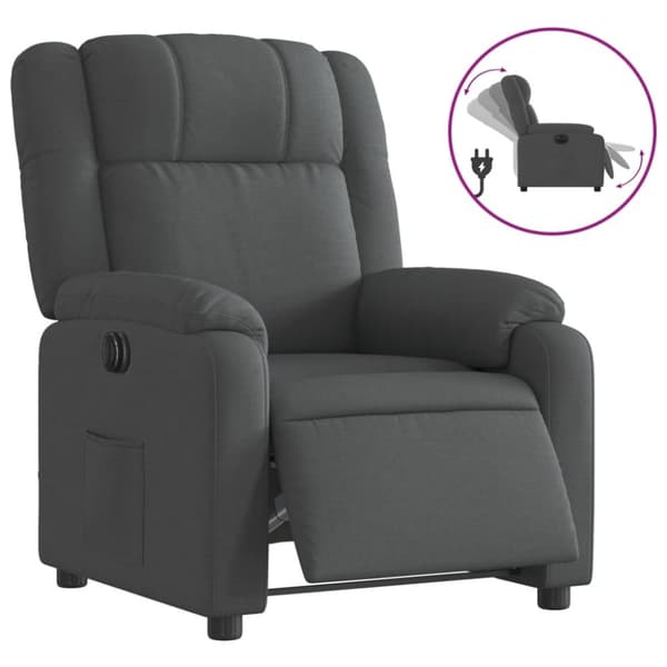 vidaXL Elektrisk reclinerfåtölj mörkgrå tyg