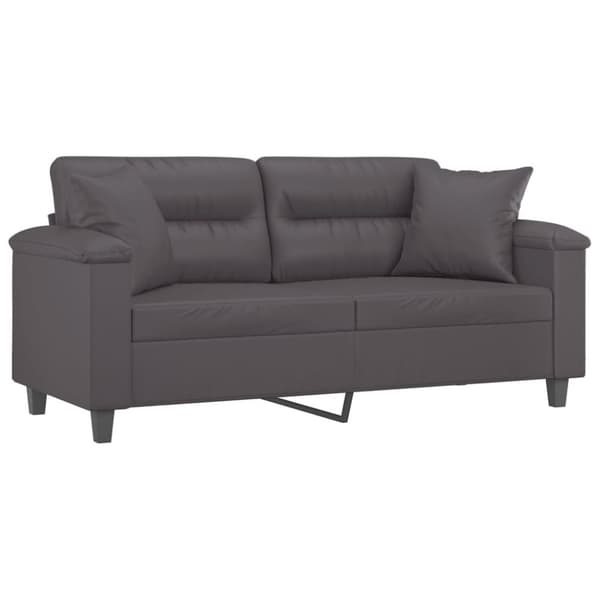 vidaXL 2-sits soffa med prydnadskuddar grå 140 cm konstläder