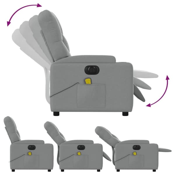 vidaXL Elektrisk massagefåtölj ljusgrå tyg