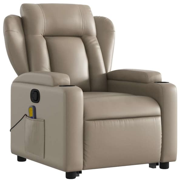 vidaXL Massagefåtölj med uppresningshjälp cappuccino konstläder