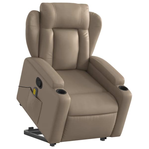 vidaXL løftestol med massagefunktion kunstlæder cappuccino