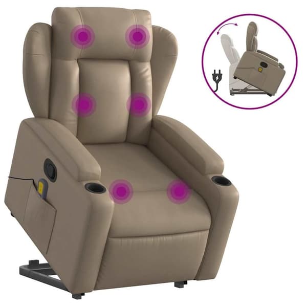 vidaXL løftestol med massagefunktion kunstlæder cappuccino
