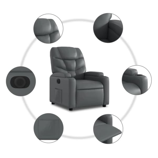 vidaXL Elektrisk reclinerfåtölj grå konstläder