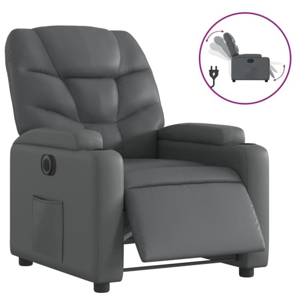 vidaXL Elektrisk reclinerfåtölj grå konstläder
