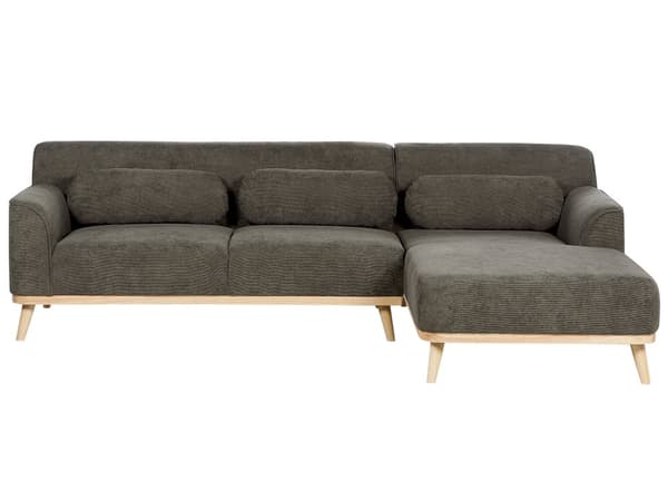 Hörnsoffa Mörkgrön Manchester Gummiträ Bas 3 Sits Vänster Retro Soffa Vardagsrum